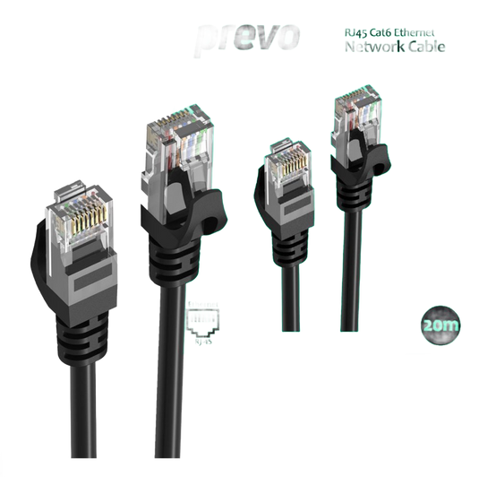 20M Network Cable RJ45 (M) to RJ45 (M) CAT6 20m Black