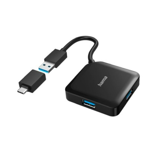 4-Port USB 3.2 Gen 1 Hub USB Powered USB-A w/ USB-C Adapter