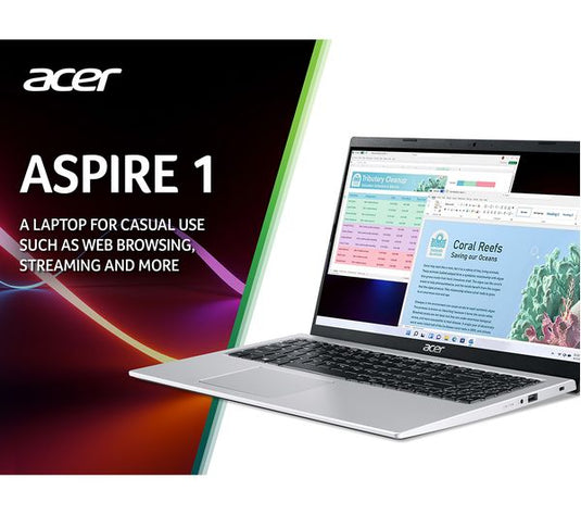 Acer Laptop A115-32 - Intel Dual-Core 8GB RAM 256GB SSD + 64GB eMMC Windows 11 Home 15.6" FHD Screen