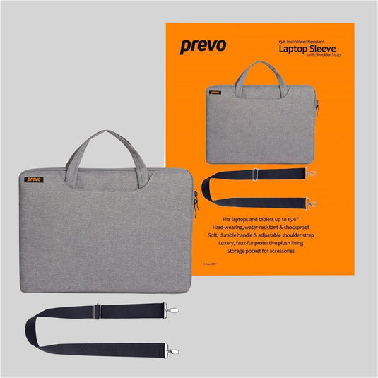 Laptop Sleeve with Shoulder Strap Water Resistant Grey