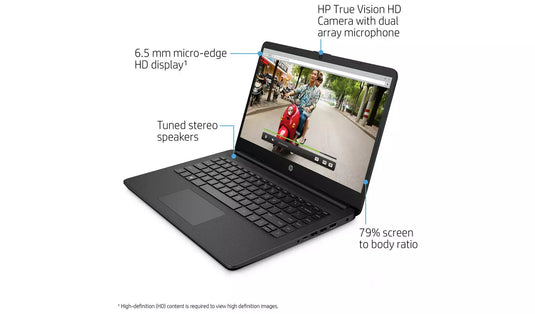HP Laptop 14s-dq0034na - Intel Quad-Core 8GB RAM 128GB SSD Windows 11 Home 14" HD Screen
