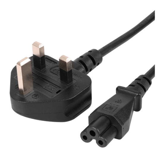 Replacement UK Plug to Clover Leaf Cable Fits most Laptop