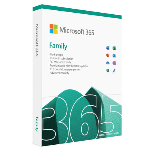 Microsoft Office 365 Family, 6 User, One Year Subscription