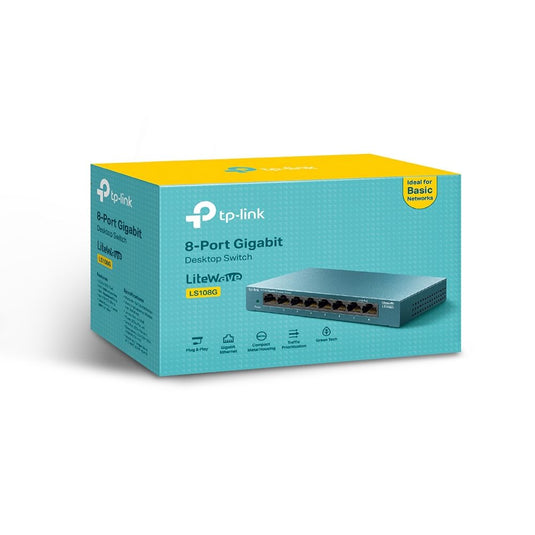 8-Port Gigabit Desktop Switch Plug & Play Compact Metal