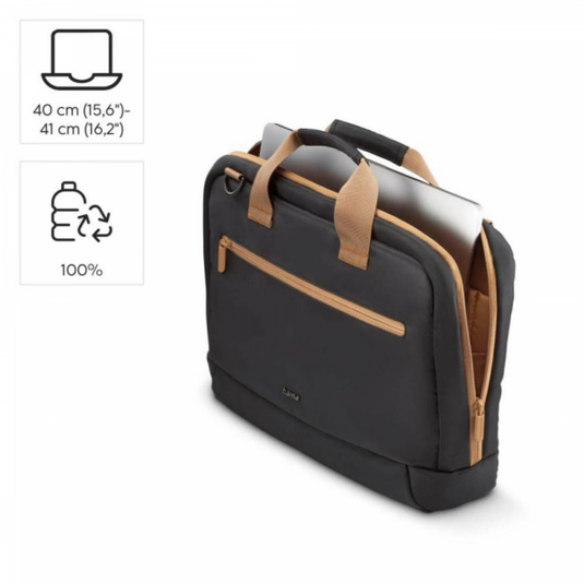 Ultra Lightweight Laptop Bag Up to 16.2" Padded Compartment Front Pocket Trolley Strap Water-Repellent Eco-Friendly Black - Hama