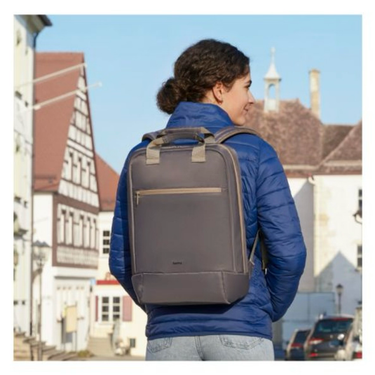Ultra Lightweight Laptop Backpack Up to 16.2" Padded Compartment Front Pocket Trolley Strap Water-Repellent Eco-Friendly Anthracite - Hama