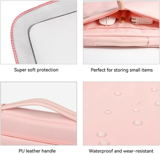 Laptop Sleeve Carry Case Protective Waterproof Pink - For Laptops up to 16"