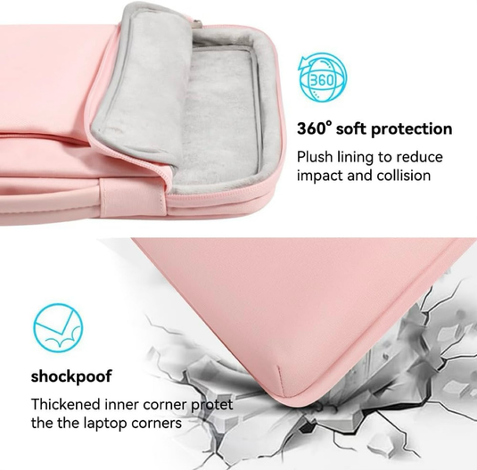 Laptop Sleeve Carry Case Protective Waterproof Pink - For Laptops up to 16"