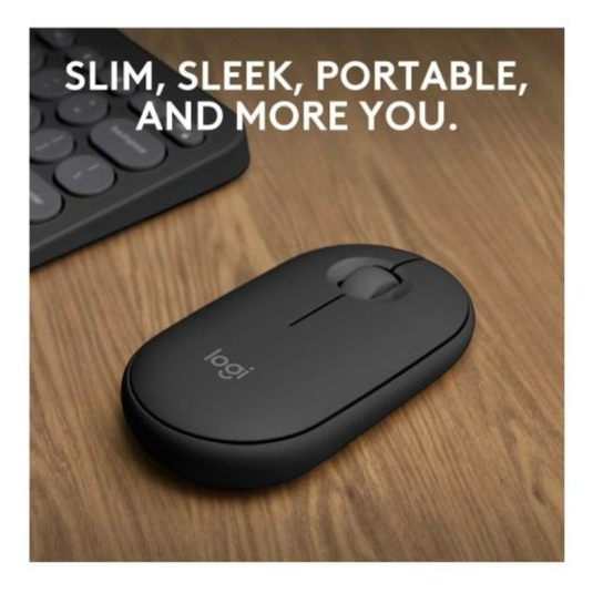 Pebble Mouse 2 M350s Bluetooth Optical Mouse Compact Multi-Pairing 400-4000 DPI Ambidextrous Tonal Graphite - Logitech