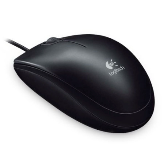 B100 Wired Optical Mouse USB, 800 DPI Ambidextrous Black - Logitech