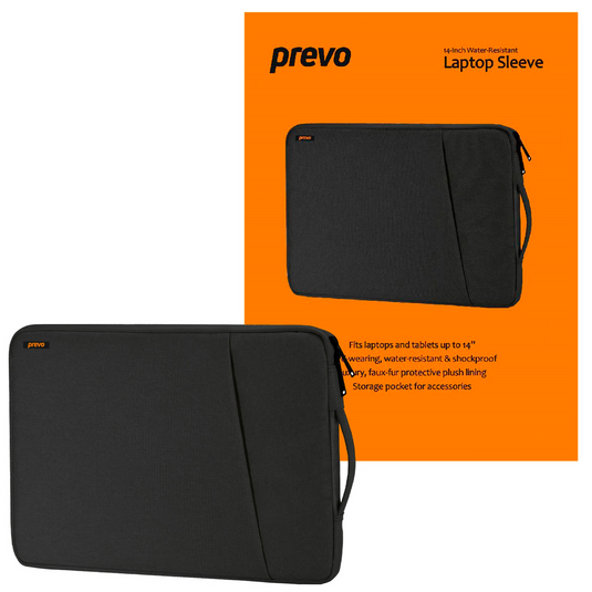 Laptop Sleeve, Water Resistant, Black - For Laptops up to 14"