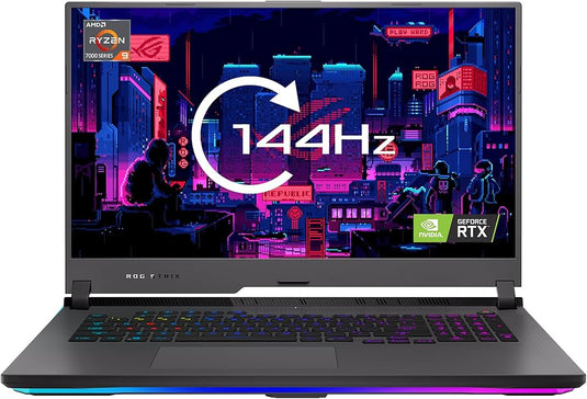 ASUS Gaming Laptop ROG G17 - 7th Generation H-Series Ryzen 9 16GB DDR5 RAM 1TB SSD RGB Backlit Keyboard 8GB NVIDIA RTX 4060 Graphics 17.3" 144Hz IPS FHD Screen