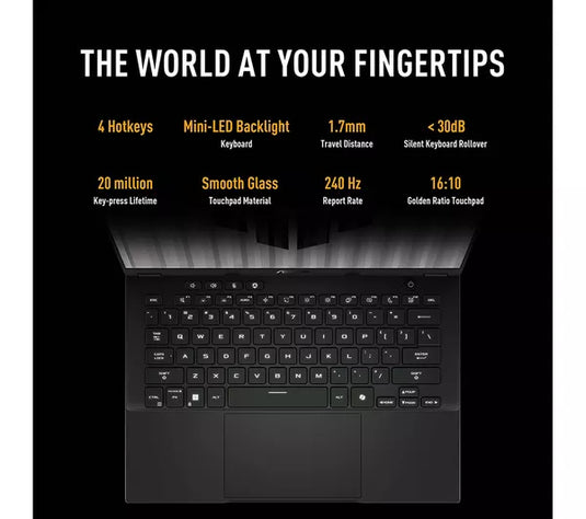 ASUS Gaming Laptop TUF A14 - 8th Generation H-Series Ryzen 7 16GB DDR5 RAM 1TB SSD Backlit Keyboard 1.46KG Weight NVIDIA RTX 4050 Graphics 14" 165Hz 2.5K IPS Screen