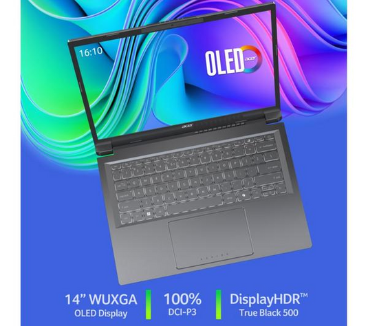 Acer Laptop Aspire 14 AI -H-Series Ultra 7 Series 2 16GB DDR5 RAM 512GB SSD Backlit KB WiFi 7 14" OLED FHD Screen