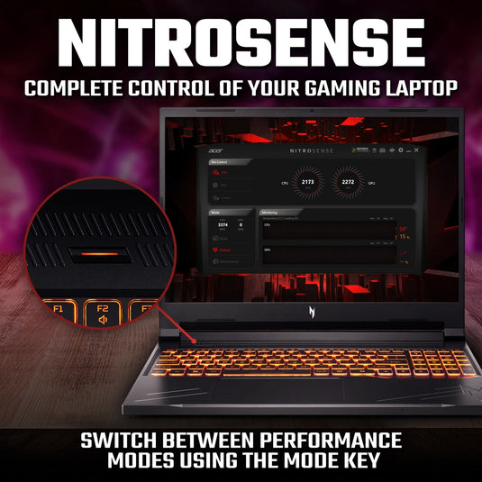 Acer Gaming Laptop Nitro V16 - 8th Generation H-Series Ryzen 7 32GB DDR5 RAM 512GB SSD NVIDIA RTX 4060 Graphics Keyboard 16.1" 165Hz IPS FHD Screen
