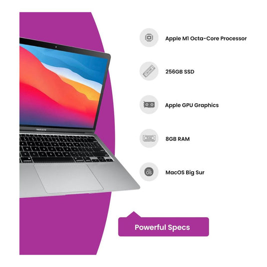 Apple Laptop MacBook Air - Apple M1 Processor 8GB RAM 256GB SSD Backlit Keyboard 2020 Model MacOS 13" Retina Screen