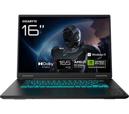 Gigabyte Gaming Laptop A16 - 13th Generation H-Series i7 16GB DDR5 RAM 1TB SSD RGB Backlit KB 8GB NVIDIA RTX 5070 Graphics 16" 165Hz FHD Screen