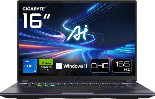 Gigabyte Gaming Laptop Aorus 16X - 13th Generation H-Series i7 16GB DDR5 RAM 1TB SSD WiFi 7 RGB Backlit Keyboard NVIDIA RTX 4070 Graphics 16" 165Hz Quad-HD Screen