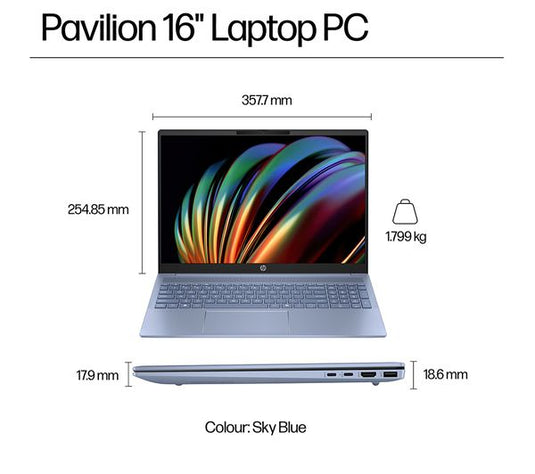 HP Laptop 16-af0000sa- Intel Ulta 5 16GB DDR5 RAM 512GB SSD Latest 12-Core CPU Backlit Keyboard 16" IPS FHD Screen