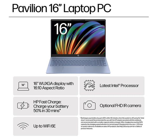 HP Laptop 16-af0000sa- Intel Ulta 5 16GB DDR5 RAM 512GB SSD Latest 12-Core CPU Backlit Keyboard 16" IPS FHD Screen
