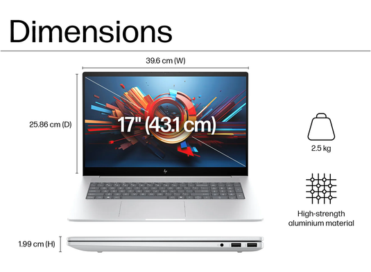 HP Laptop Envy 17-da0001na - Intel Core Ulta 7 16GB DDR5 RAM 512GB SSD Latest 12-Core CPU NVIDIA RTX 3050 Grapihcs Backlit Keyboard 17.3" IPS FHD Touchscreen