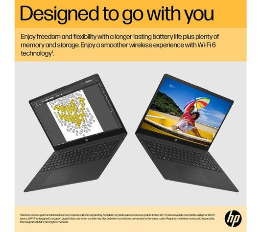 HP Laptop 15-fc - 7th Generation Ryzen 5 8GB DDR5 RAM 256GB SSD Windows 11 Home 15.6" FHD Screen