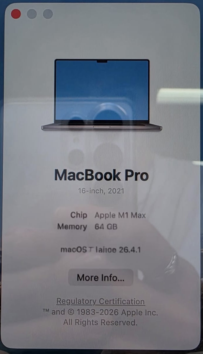Apple Laptop MacBook Pro - M1 Max 64GB RAM 1TB SSD Backlit KB 2021 Mod