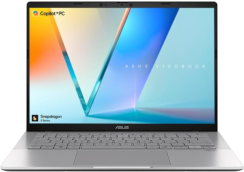 ASUS Laptop VivoBook S14 - Eight-Core Snapdragon X 16GB DDR5 RAM 1TB SSD 1.37KG Backlit KB 14" IPS FHD Screen
