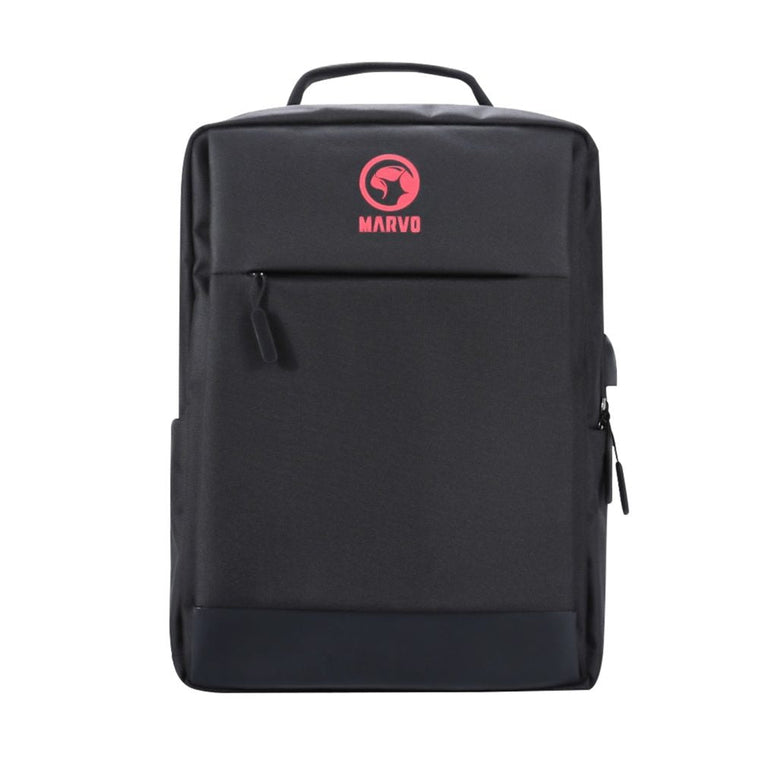 Black Waterproof Backpack with USB Port For Laptops up to 15.6" - Marvo