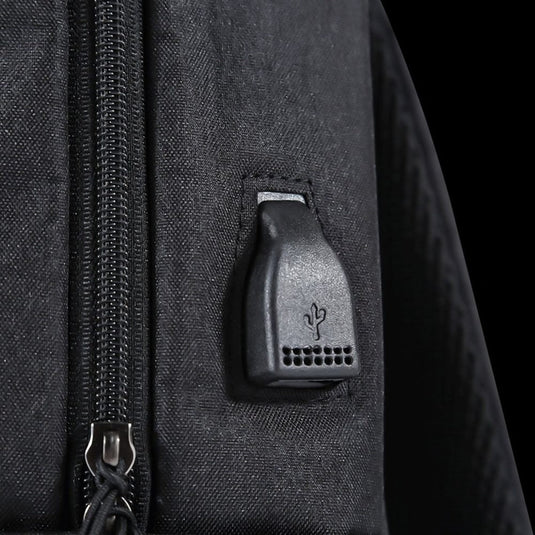 Black Waterproof Backpack with USB Port For Laptops up