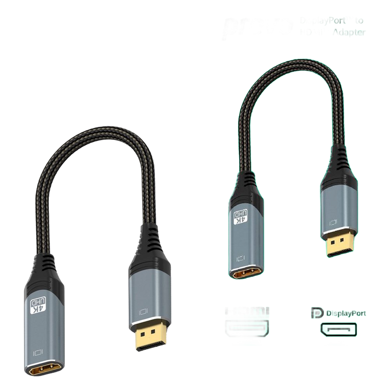 Display Port Male to HDMI Female Converter Adapter, Display Port 1.4 & HDMI 2.0, Supports up to 4K - Prevo