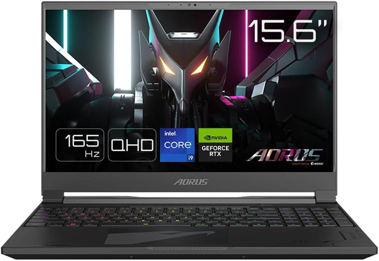 Gigabyte Gaming Laptop Aorus 15 - 13th Generation H-Series i9 16GB DDR5 RAM 1TB SSD RGB Backlit KB NVIDIA RTX 4060 Graphics 15.6" 165Hz Quad-HD Screen