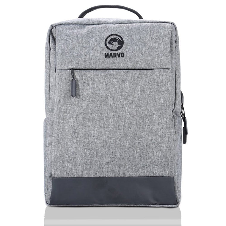 Grey Waterproof Backpack with USB Port For Laptops up to 15.6" - Marvo