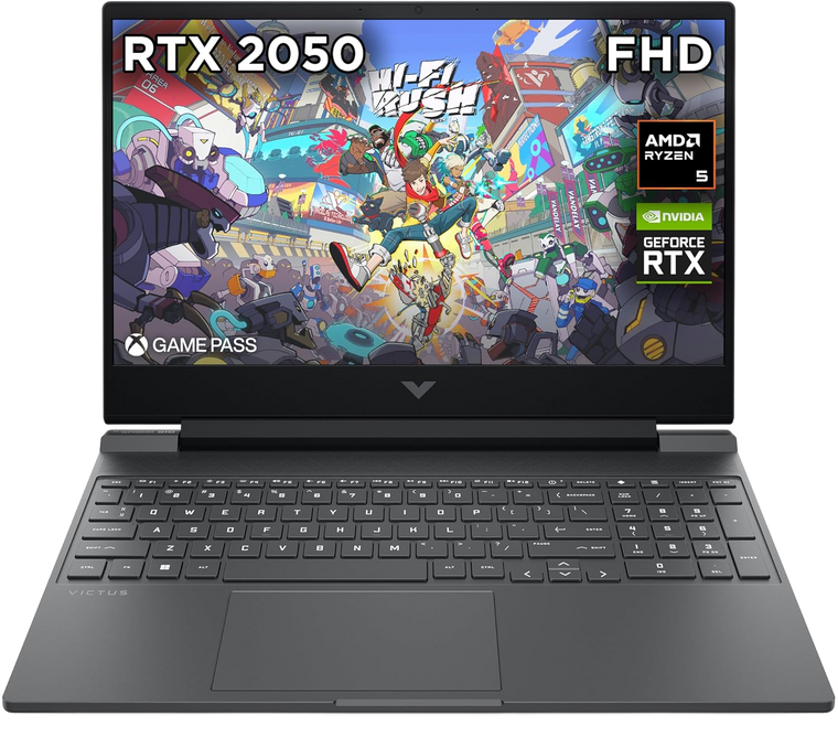 HP Gaming Laptop Victus 15 - 8th Generation H-Series Ryzen 5 16GB DDR5 RAM 512GB SSD NVIDIA RTX 2050 Graphics 15.6" 144Hz FHD Screen