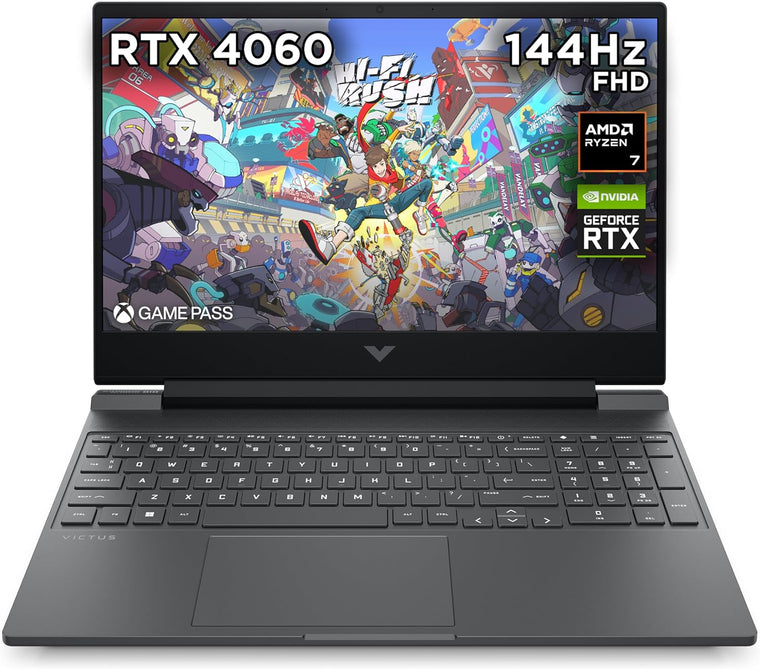 HP Gaming Laptop Victus 15-fb2006na - 8th Generation H-Series Ryzen 7 16GB DDR5 RAM 512GB SSD Backlit Keyboard NVIDIA RTX 4060 Graphics 15.6" 144Hz IPS FHD Screen