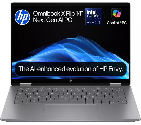 HP Laptop OmniBook X Flip - Intel Ultra 5 Series 2 16GB DDR5 RAM 512GB SSD Backlit KB 2-in-1 Design Wi-Fi 7 14" IPS FHD Touchscreen