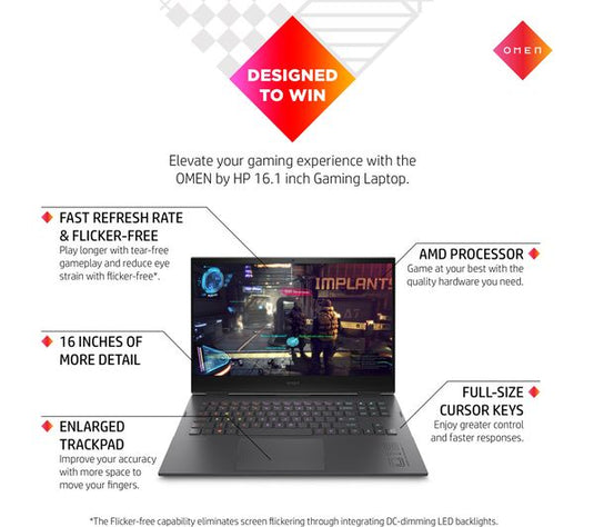 HP Omen 16-c0500na - AMD Ryzen 7 16GB RAM 512GB SSD AMD RX