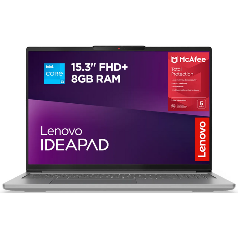 Lenovo Laptop IdeaPad Slim 3 - Brand New Intel Core 3 8GB DDR5 RAM 256GB SSD 1.5KG Wi-Fi 7 FHD Webcam 15.3" IPS FHD Screen