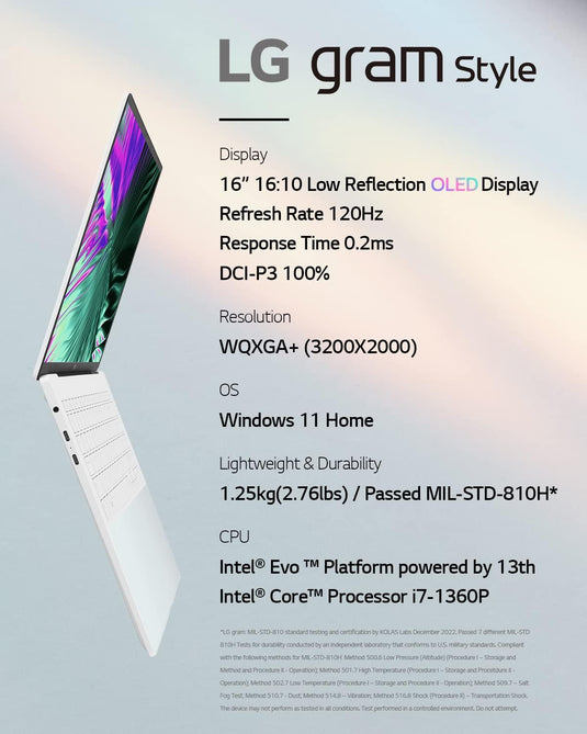 LG Laptop Gram 16 - 13th Generation Core i7 32GB DDR5 RAM