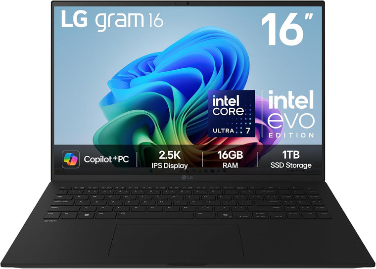 LG Laptop Gram 16 - Intel Ultra 7 Series 2 16GB DDR5 RAM 1TB SSD Wi-Fi 7 Backlit KB 1.24KG Weight 16" 2.5K Screen