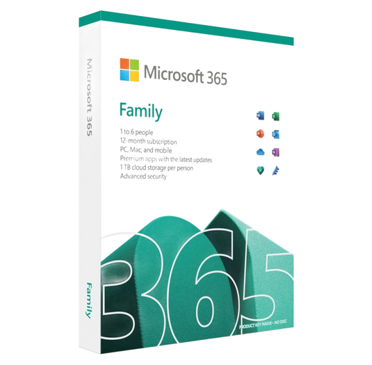 Microsoft Office 365 Family - Six Users Five Devices 1TB