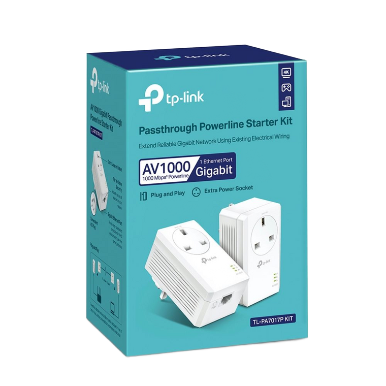 Passthrough Powerline Starter Kit, Extend Reliable Gigabit Network Using Existing Electrical Wiring - TP-Link