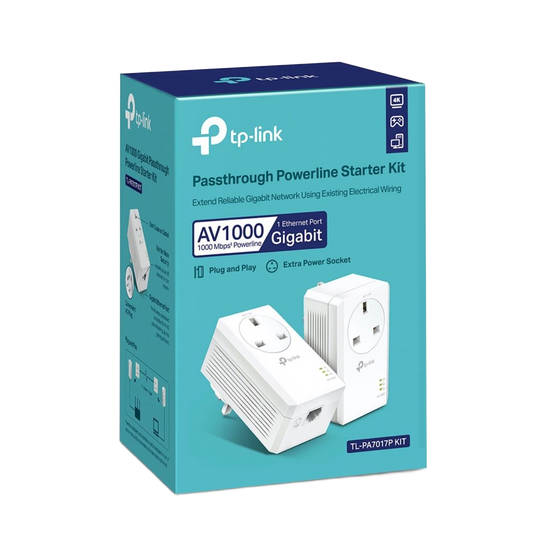 Passthrough Powerline Starter Kit Extend Reliable Gigabit