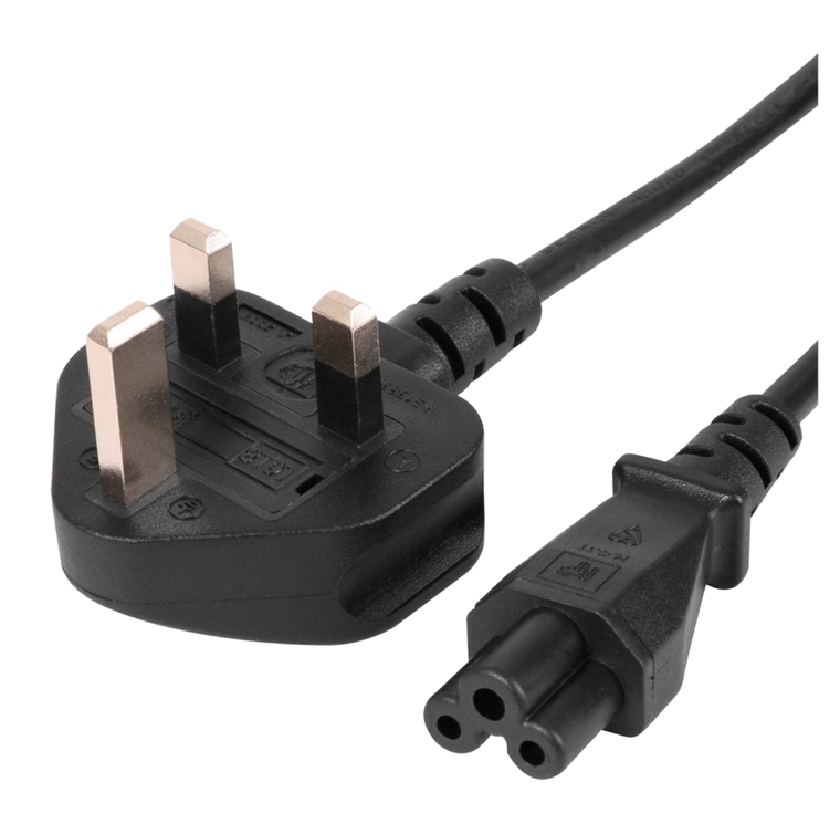 Replacement UK Plug to Clover Leaf Cable, Fits most Laptop Chargers