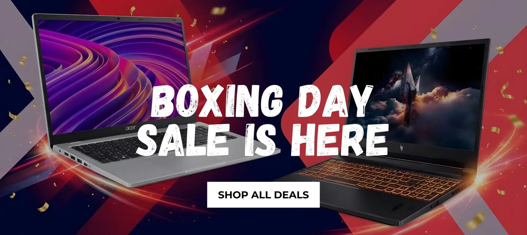 Silver acer laptop with a vibrant purple and pink swirling display screen.