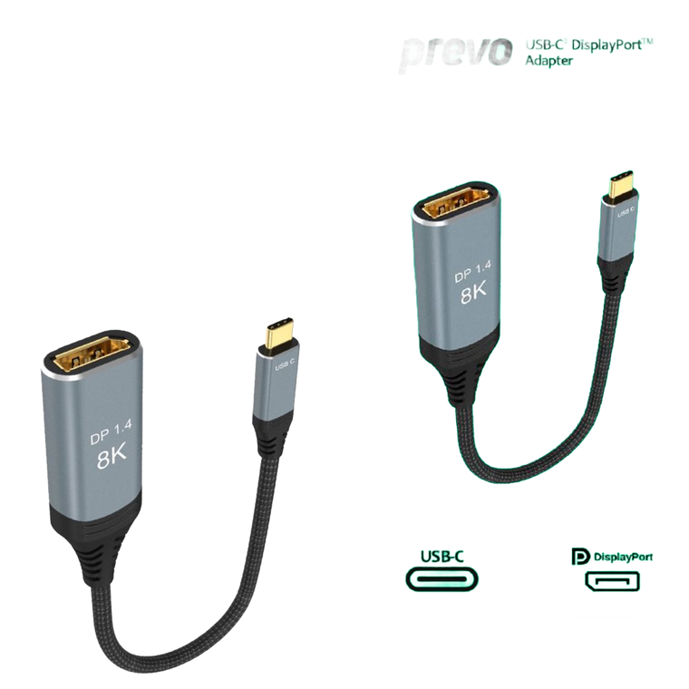 USBC to Display Port Female Converter Adapter, Display Port 1.4, Supports up to 8K - Prevo