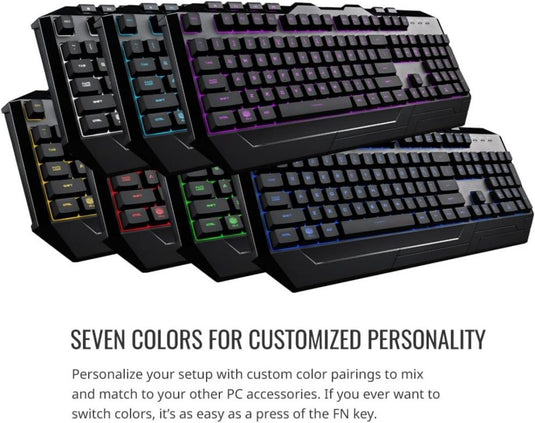  Devastator 3 Gaming Keyboard & Mouse Combo - Membrane Switches, 7 Colour LED Backlight, Dedicated Media Keys & Wrist Rest - Cooler Master