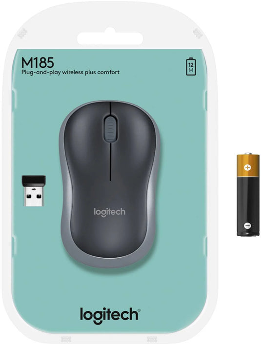 Black/Grey Wireless Optical Mouse with USB Nano Receiver - Logitech