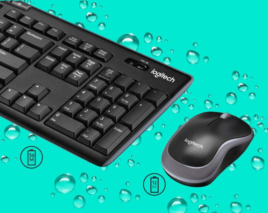Wireless Keyboard and Mouse Combo for Windows, Compact Mouse, 8 Multimedia and Shortcut Keys for PC and Laptop - Logitech