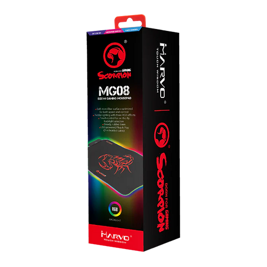 Gaming Mouse Pad, 7-Colour Lighting with 3 RGB Effects, Touch Control, Steady Rubber Base - Marvo